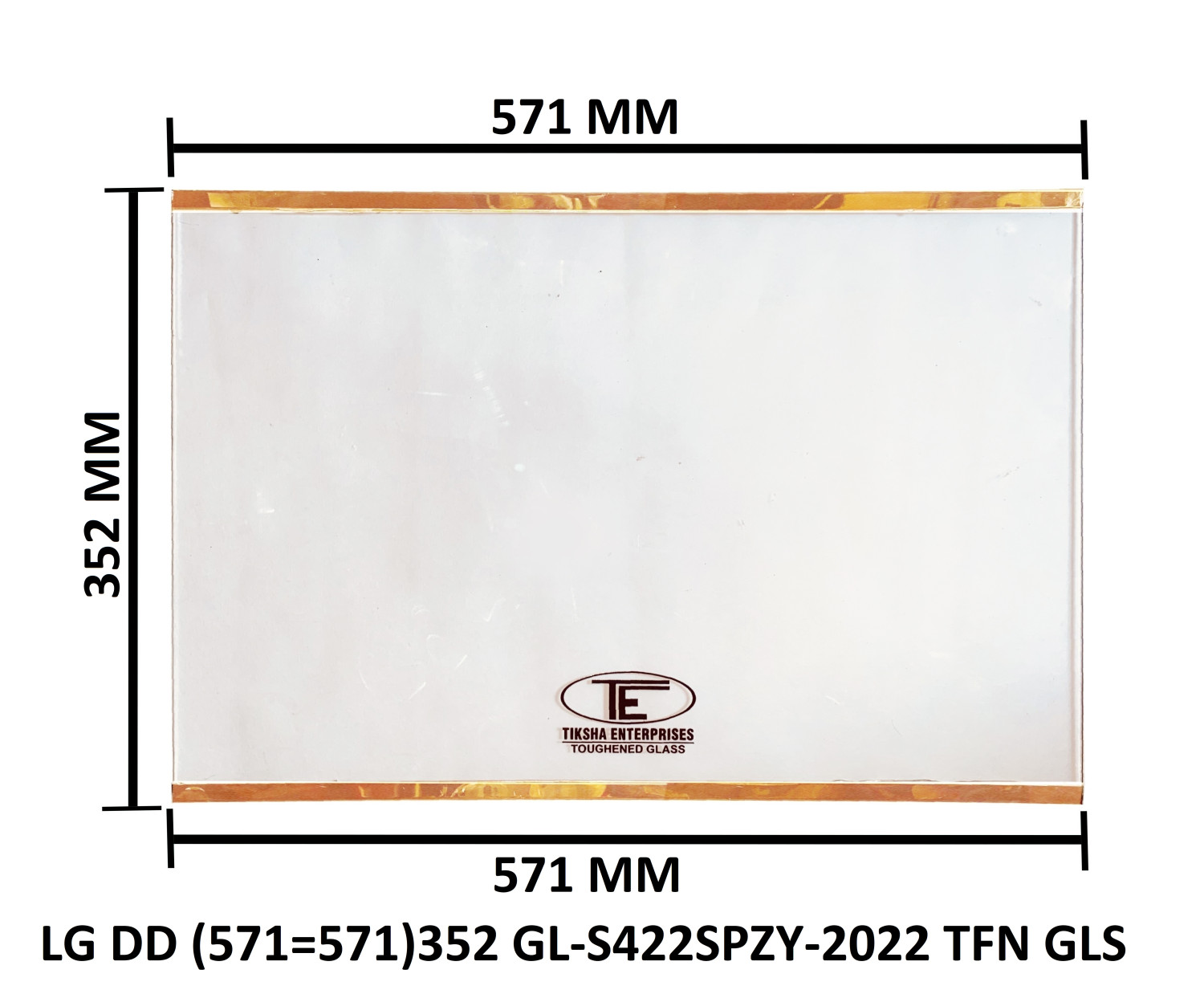 TIKSHA ENTERPRISES MAIN TOUGHENED GLASS (570=570)350 MM COMPATIBLE FOR LG FROST FREE/DOUBLE DOOR GL-T422UTPZX-2022 MODEL